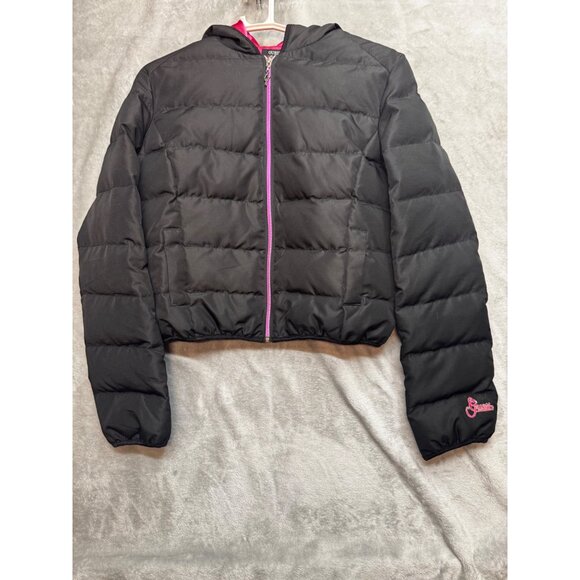 Guess Womens Medium coat Black Hooded Puffer Pink Lining Down/Feather Blend - Picture 12 of 16